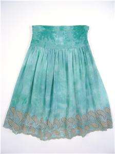 Kersh High Waist Embroidered Full Skirt Seafoam Green  