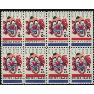 CIRCUS ~ CLOWN #1309 Block of 8 x 5¢ US Postage Stamps
