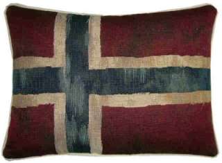 Vintage Norway Flag Norwegian Oblong Tapestry Cushion  