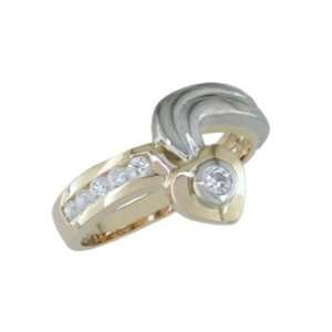  Esha 14K Two Tone Besel Set Diamond Ring Jewelry