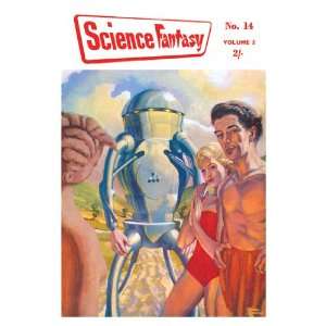  Science Fantasy Robot with Human Friends 12X18 Art Paper 