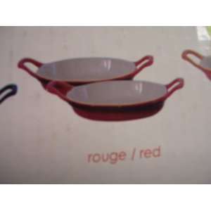 Staub Ceramic Mini Plats Oval 15 cm, Red Set of 2 Kitchen 