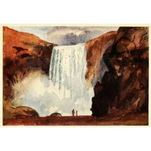 1908 Print Skogafoss Waterfall Iceland Natural History Mary Disney 