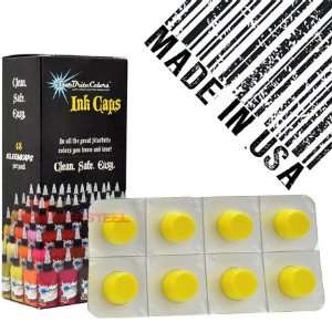 Canary Yellow   Sterile Starbrite Tattoo Ink KLEEN CAPS 48 Single Use 
