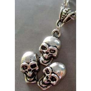  Alloy Metal Three Skull Heads Pendant Necklace Everything 