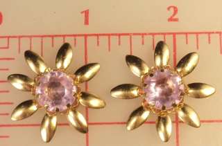 Vintage metal flower settings w/ purple plastic jewel  
