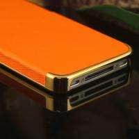 Elegant Orange Leather Back Case Cover Skin for Apple Iphone 4 4G 4th 