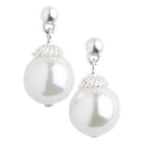  Simulated White Pearls Drop Earrings: Home & Kitchen