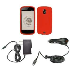   Red Silicone Soft Skin Case Cover + ATOM LED Keychain Light + Wall