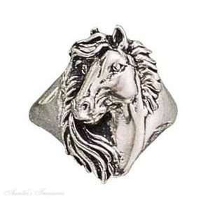  Sterling Silver Horse Head Ring Size 8: Jewelry