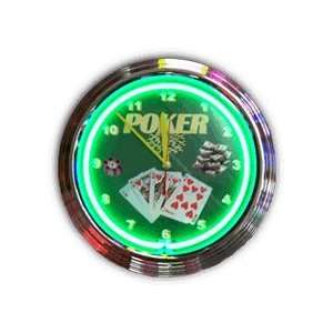  Green Poker Neon Clock