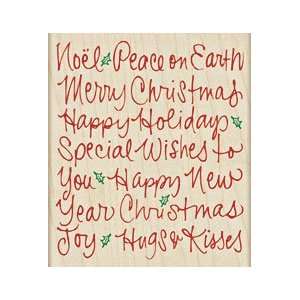  Holiday Script Wood Mounted Rubber Stamp (H3164) Arts 