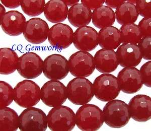 15.5 Strand RUBY RED JADE 8mm Faceted Round Beads  
