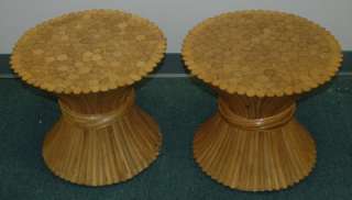Pair Sheaf of Wheat Side Tables by McGuire Mid Century  