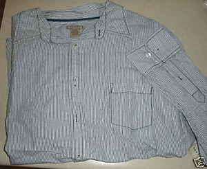 Arizona LS White/Blue Stripe Button Collared Shirt Med  