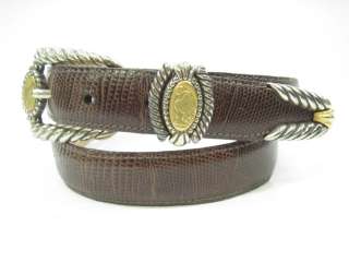 BRIGHTON Museum Collection Brown Leather Belt Size M  