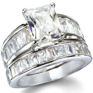  Kimberleys Emerald Cut CZ Replica Wedding Ring Set   5 Jewelry
