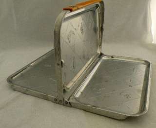 Art Deco Stainless Steel Folding 3 Tier Serving Tray  