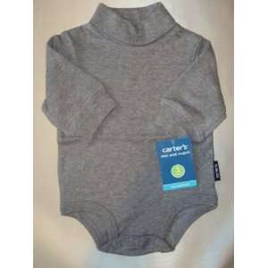   Boys Long sleeve Cotton Knit Turtleneck Bodysuit Gray 6 Months: Baby
