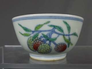 Pair Chinese Small Thin Porcelain Doucai Tea Bowls Qing Yongzheng 