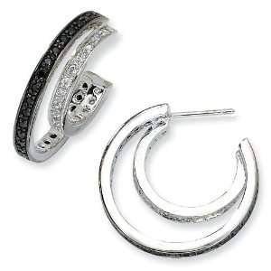   Sterling Silver Rhodium Plated CZ Hoop Earrings: Arts, Crafts & Sewing