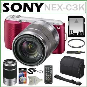 Compact Interchangeable Lens Digital Camera in Pink with Sony SEL1855 