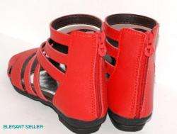 NEW GIRLS RED FLATS ZIPPER GLADIATOR SHOES SIZE 13  3  