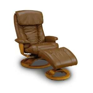 Saddle 819 Series Leather Swivel Recliner and Ottoman 