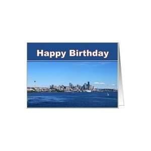  Seattle Skyline Happy Birthday Card Health & Personal 
