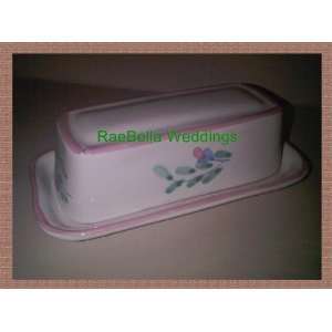   Hand Painted Covered Butter Dish 2pc Serving Set