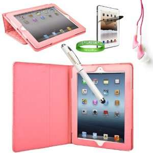  Pink Padded iPad Skin Cover Case Stand with Screen Flap 