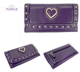   Leather Clutch Checkbook Storage Organizer Wallet   Purple  
