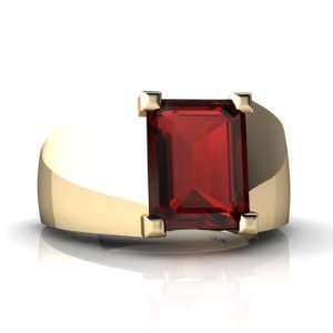   Gold Emerald cut Genuine Garnet Mens Mens Ring Size 9 Jewelry