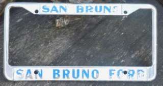 Vintage License Plate Dealer Frame San Bruno Ford Ca  