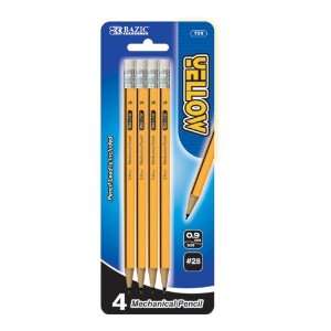  BAZIC Yellow 0.9mm 2B Mechanical Pencil (4/Pack), Case 