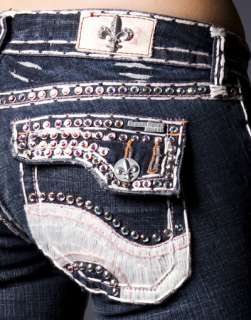 Laguna Beach Jeans Womens Embroidered Pocket WHITE w/ 2G AB Crystals 