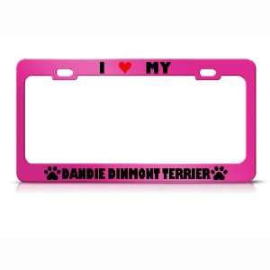 Dandie Dinmont Terrier Paw Love Heart Pet Dog license plate frame Tag 