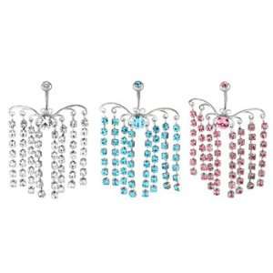 Lots of Dangled Stones, Clear Jeweled Dangle Belly Ring   14g (1.6mm 