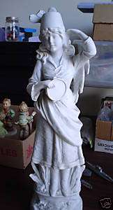 BIG Antique G DEP Germany Bisque Girl Saluting Statue  