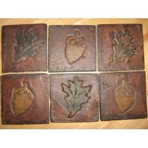   Crafts Oak Leaf Acorn six piece Hand Crafted Tile Set: Home & Kitchen