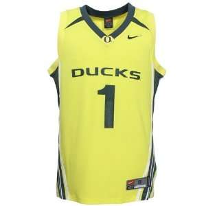 Nike Oregon Ducks #1 Yellow Replica Basketball Jersey:  