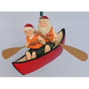  Santa & Mrs. Claus in Canoe Christmas Ornaments: Sports 