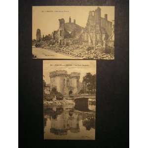 2 Postcards Chaussee & Rue Sanit Pierre Ruins Verdun not 