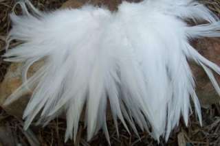 50+ PURE SNOW WHITE ROOSTER SADDLE HACKLE FEATHERS 5 7  