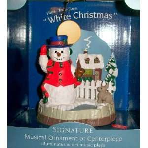  Signature Musical White Christmas Snowman Cabin Scene 