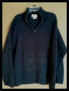 Eddie Bauer 100% Wool Dark Gray Zipper Pullover Sweater Mens SZ XL 