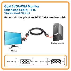  Tripp Lite P500 006 SVGA Monitor Extension Cable with Gold 