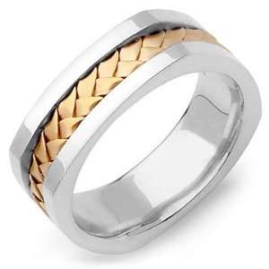  DEIMOS 14K Two Tone Gold Braided Wedding Band Ring 