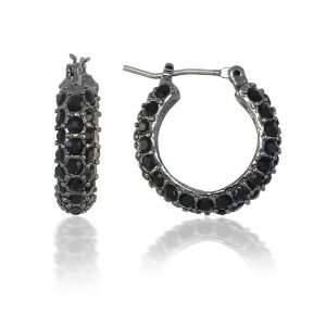  20mm Jet Crystal Hoop Earrings Jewelry