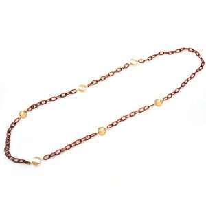  [Aznavour] Simple Crystal Chain Necklace / Brown. Jewelry